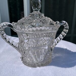 Cambride glass wheat sheaf double handled cracker jar circa 1908